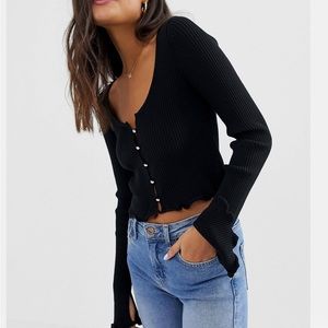 ASOS Black Ribbed Sweater with flared sleeves 🖤